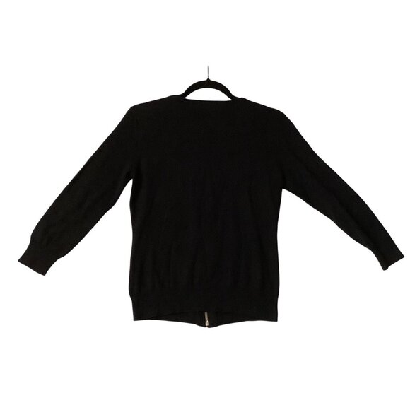 Michael Kors Women Medium Black Cardigan Sweater Beaded Floral Angora Cashmere - Picture 9 of 10